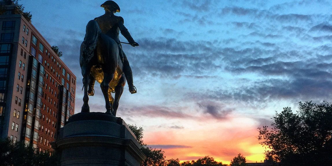 Boston Gardens at Sunset