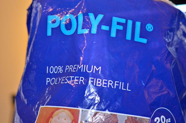 I found a bag of polyester fiberfill in my wife's sewing supplies.